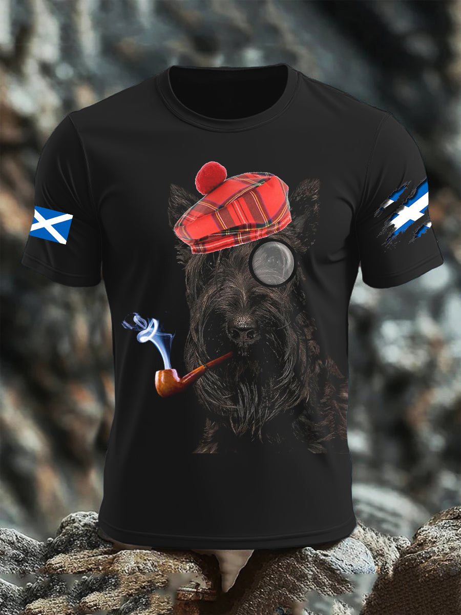 Men's Scottish Flag Scottish Terrier  Short Sleeve T-shirt
