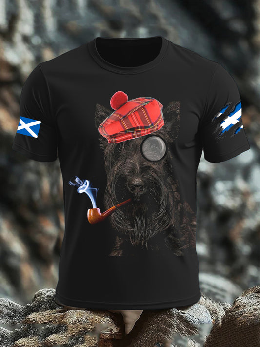 Men's Scottish Flag Scottish Terrier  Short Sleeve T-shirt