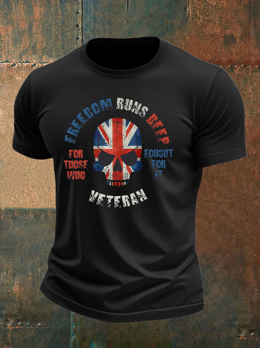 Men's British Veteran imitation cotton short-sleeved T-shirt