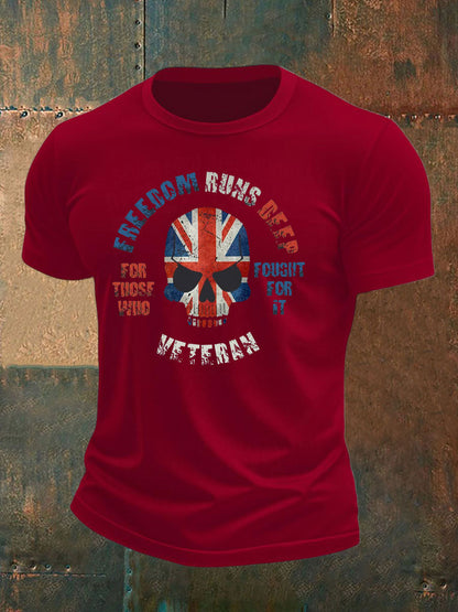 Men's British Veteran imitation cotton short-sleeved T-shirt