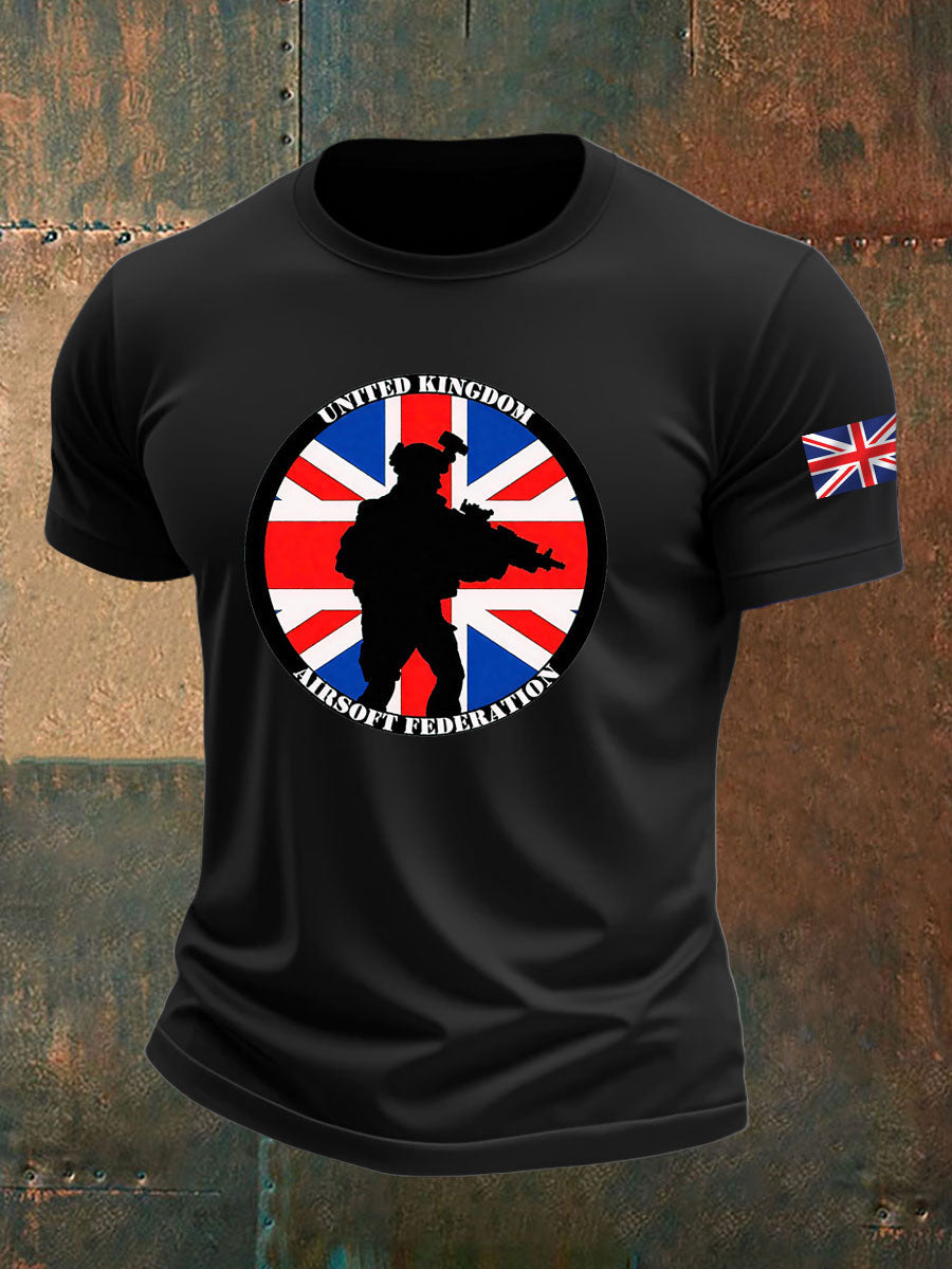 Men's British Veteran imitation cotton short-sleeved T-shirt