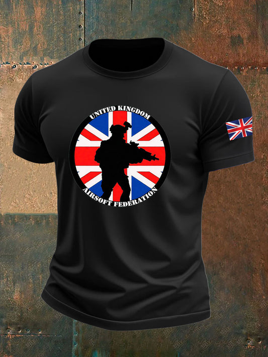 Men's British Veteran imitation cotton short-sleeved T-shirt