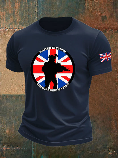 Men's British Veteran imitation cotton short-sleeved T-shirt