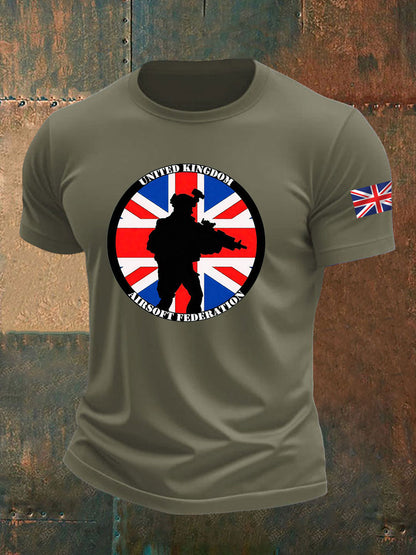 Men's British Veteran imitation cotton short-sleeved T-shirt