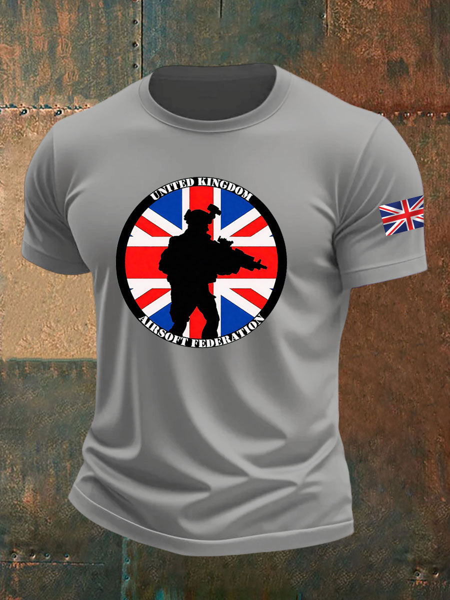 Men's British Veteran imitation cotton short-sleeved T-shirt