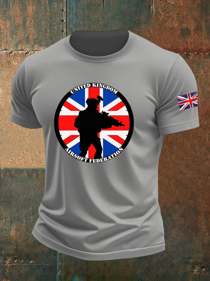 Men's British Veteran imitation cotton short-sleeved T-shirt