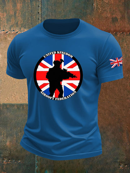 Men's British Veteran imitation cotton short-sleeved T-shirt
