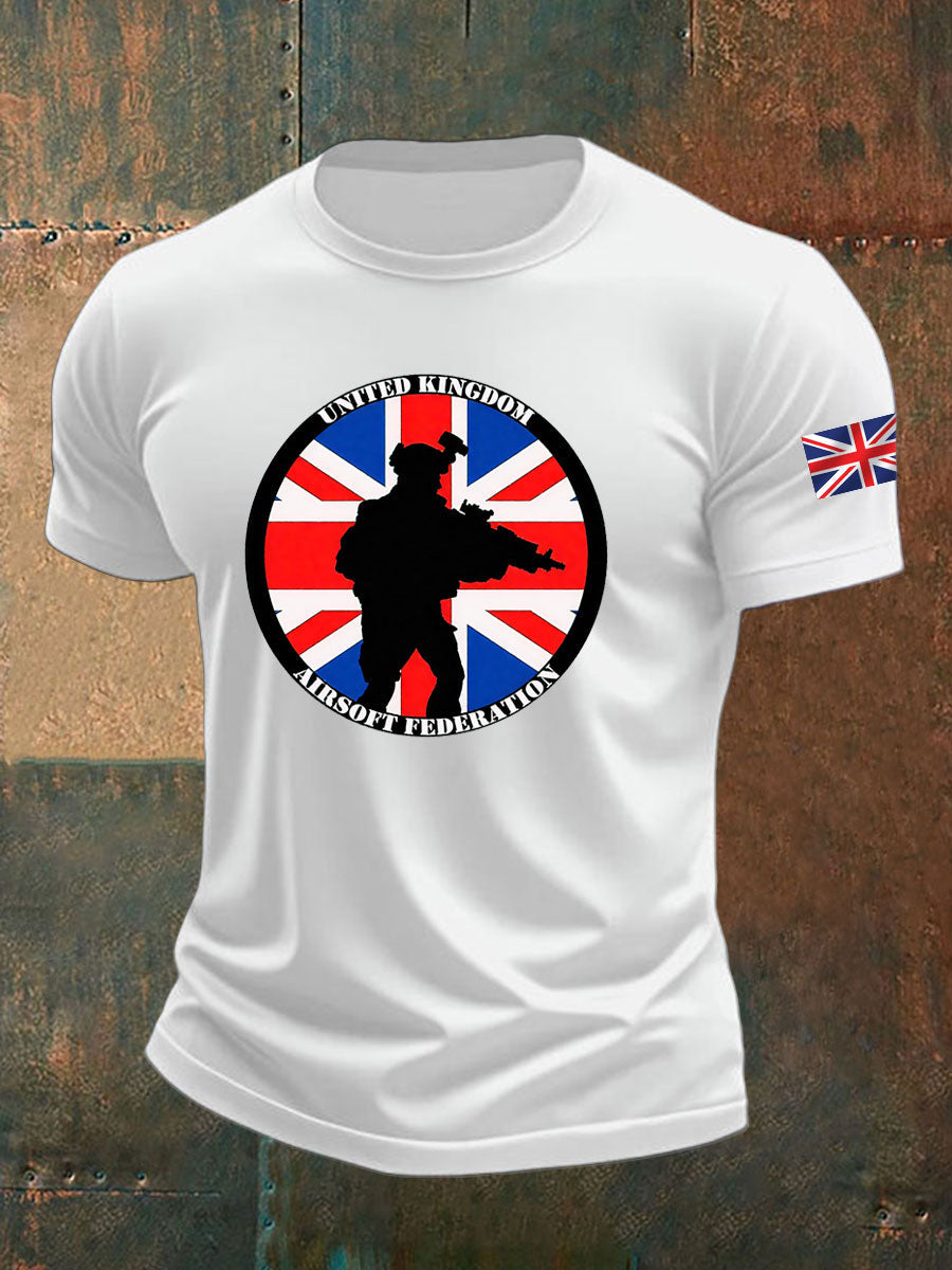 Men's British Veteran imitation cotton short-sleeved T-shirt