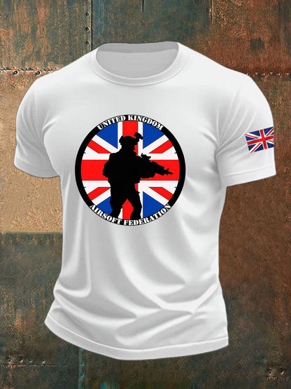Men's British Veteran imitation cotton short-sleeved T-shirt