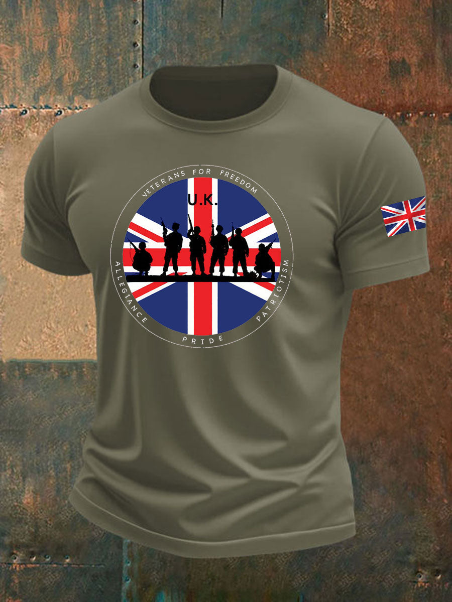 Men's British Veteran imitation cotton short-sleeved T-shirt