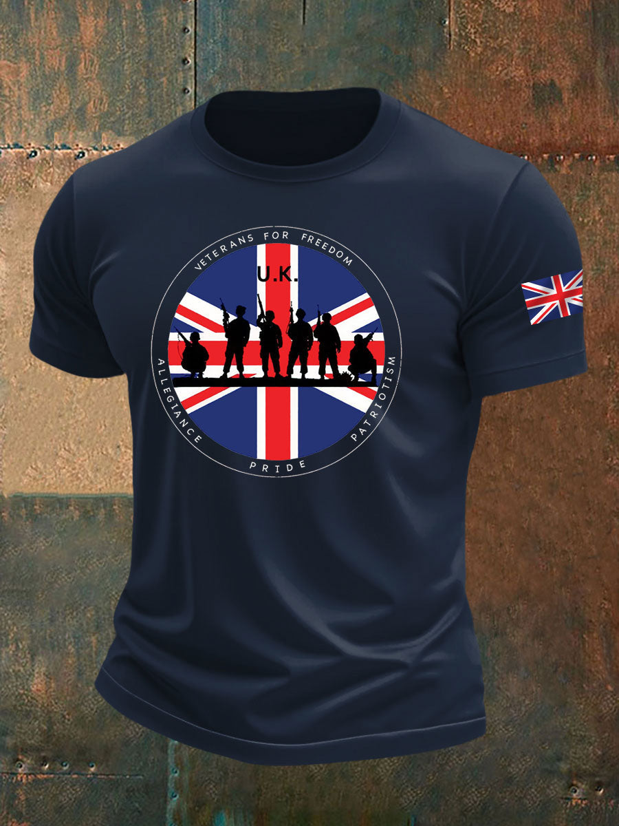 Men's British Veteran imitation cotton short-sleeved T-shirt