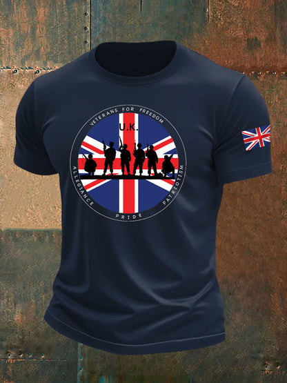 Men's British Veteran imitation cotton short-sleeved T-shirt
