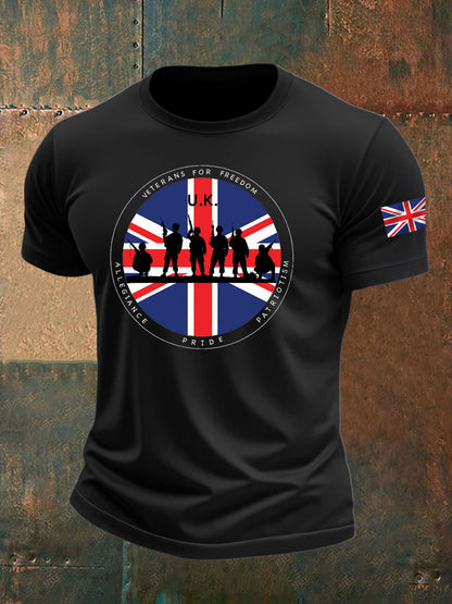 Men's British Veteran imitation cotton short-sleeved T-shirt