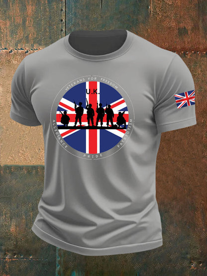 Men's British Veteran imitation cotton short-sleeved T-shirt