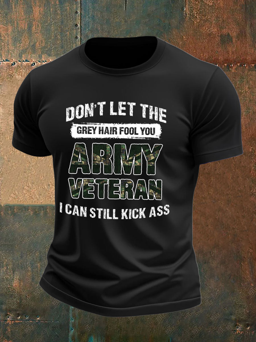 Men's British Veteran imitation cotton short-sleeved T-shirt