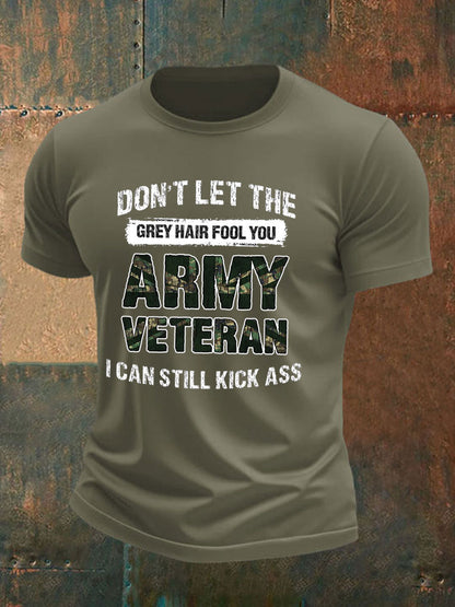 Men's British Veteran imitation cotton short-sleeved T-shirt