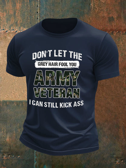 Men's British Veteran imitation cotton short-sleeved T-shirt