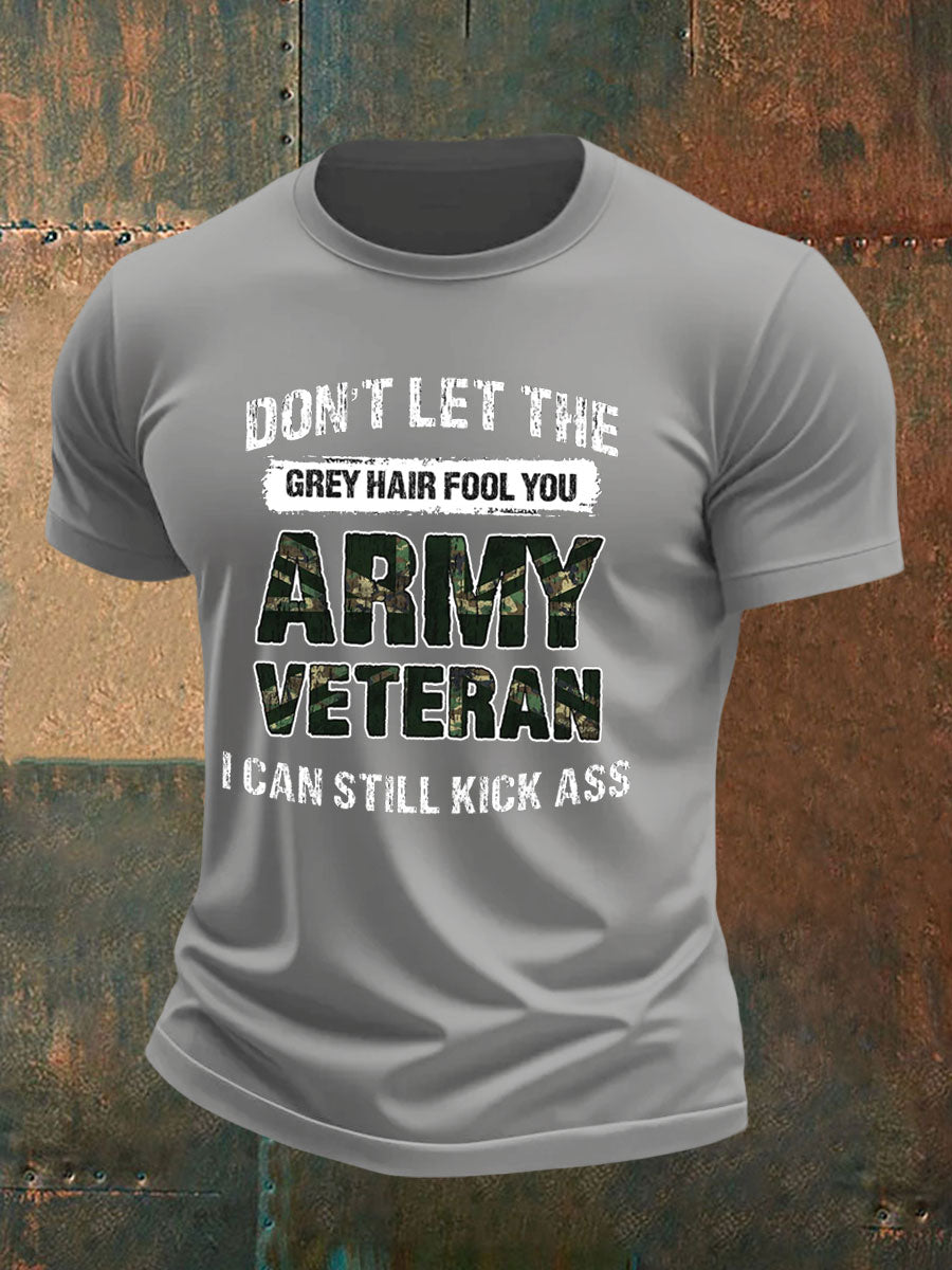 Men's British Veteran imitation cotton short-sleeved T-shirt