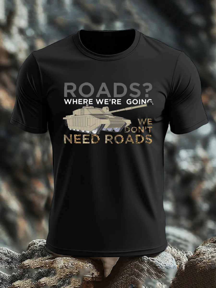 Men's Who Needs Roads imitation cotton short-sleeved T-shirt