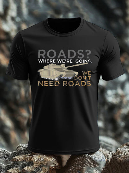 Men's Who Needs Roads imitation cotton short-sleeved T-shirt