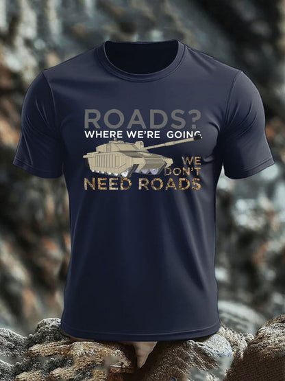 Men's Who Needs Roads imitation cotton short-sleeved T-shirt