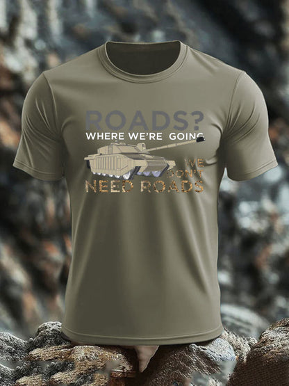 Men's Who Needs Roads imitation cotton short-sleeved T-shirt