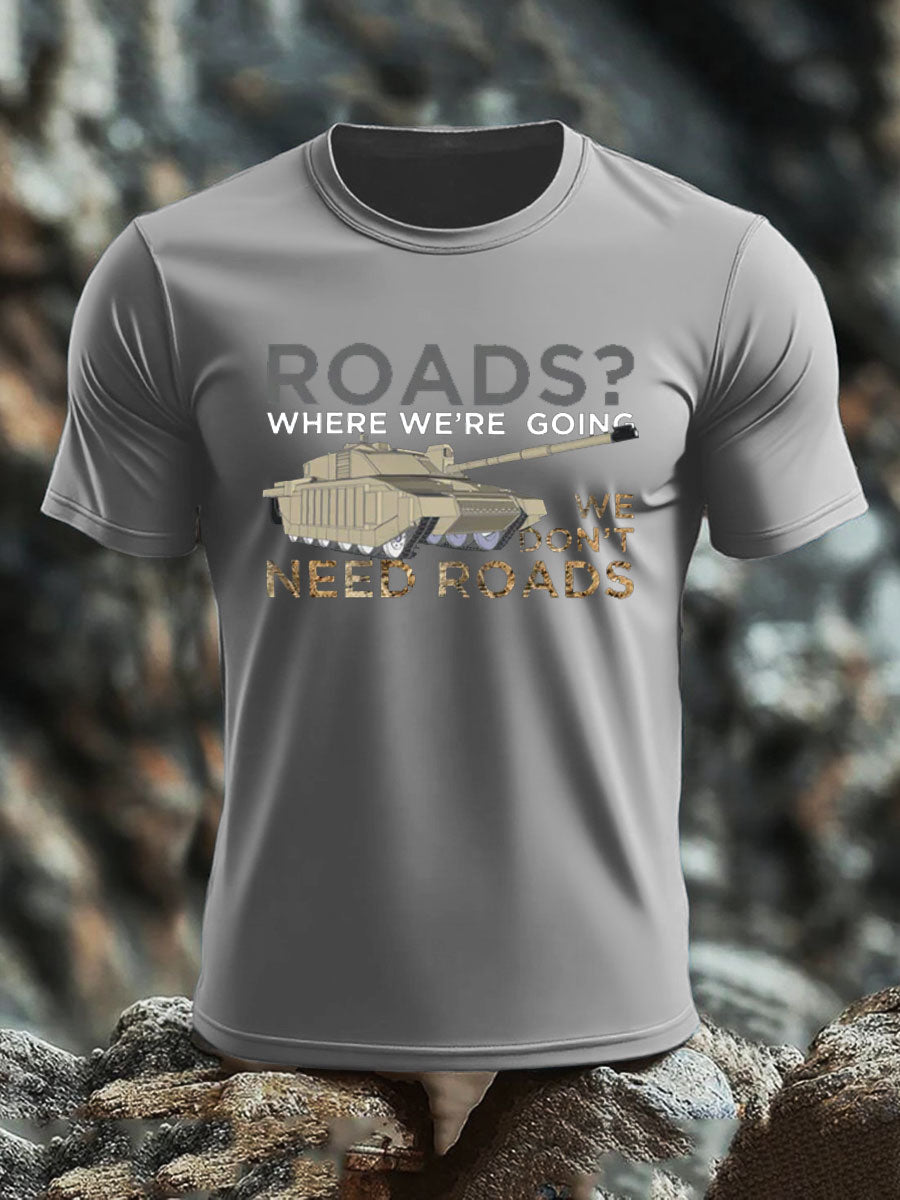 Men's Who Needs Roads imitation cotton short-sleeved T-shirt