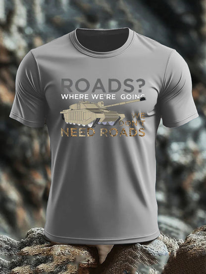 Men's Who Needs Roads imitation cotton short-sleeved T-shirt