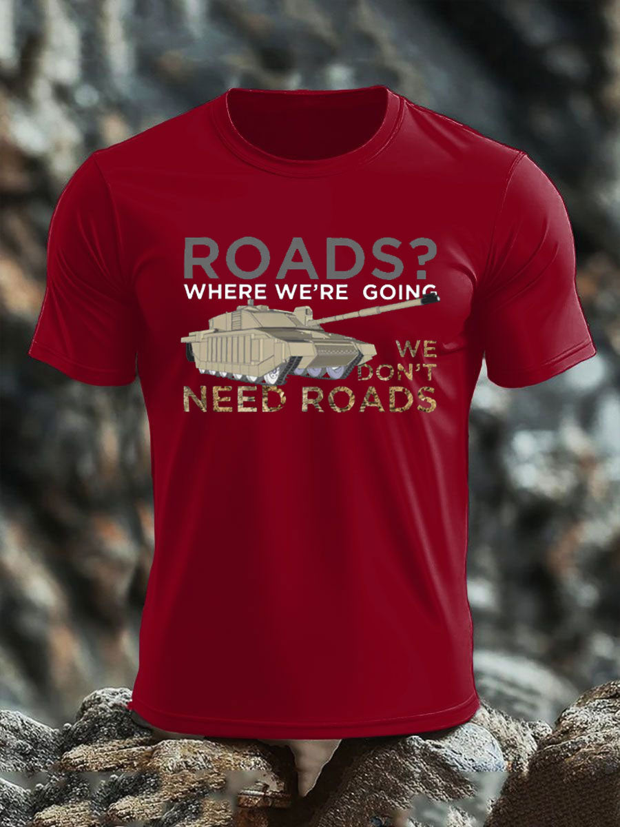 Men's Who Needs Roads imitation cotton short-sleeved T-shirt