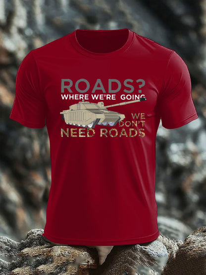 Men's Who Needs Roads imitation cotton short-sleeved T-shirt