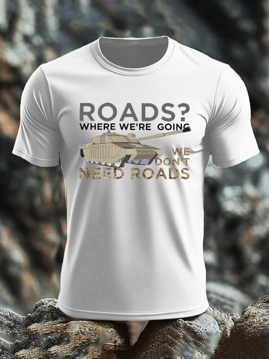 Men's Who Needs Roads imitation cotton short-sleeved T-shirt