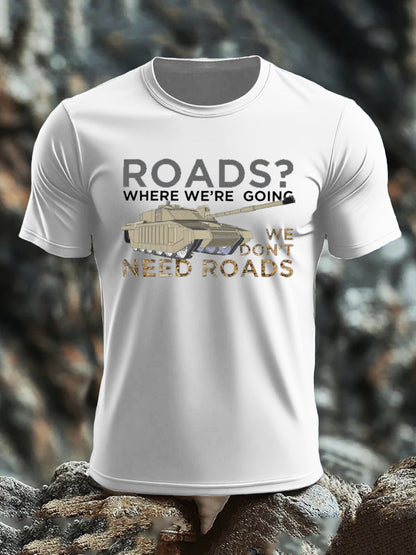 Men's Who Needs Roads imitation cotton short-sleeved T-shirt