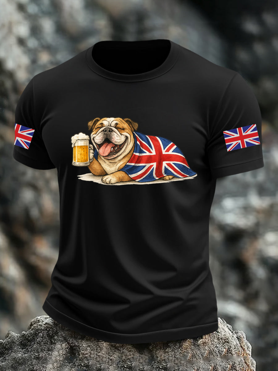 Men's Vintage England Flag Casual Printed T-shirt