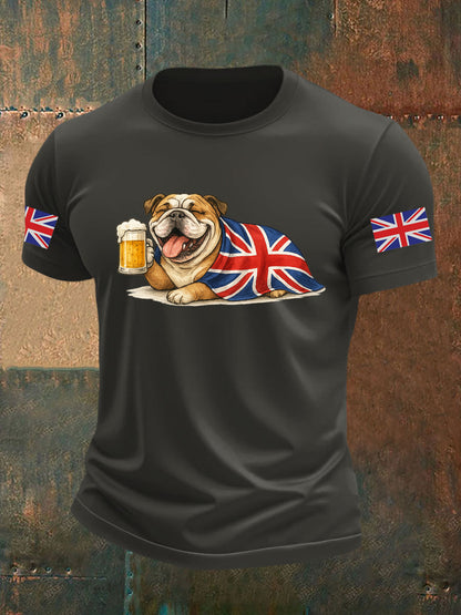 Men's Vintage England Flag Casual Printed T-shirt