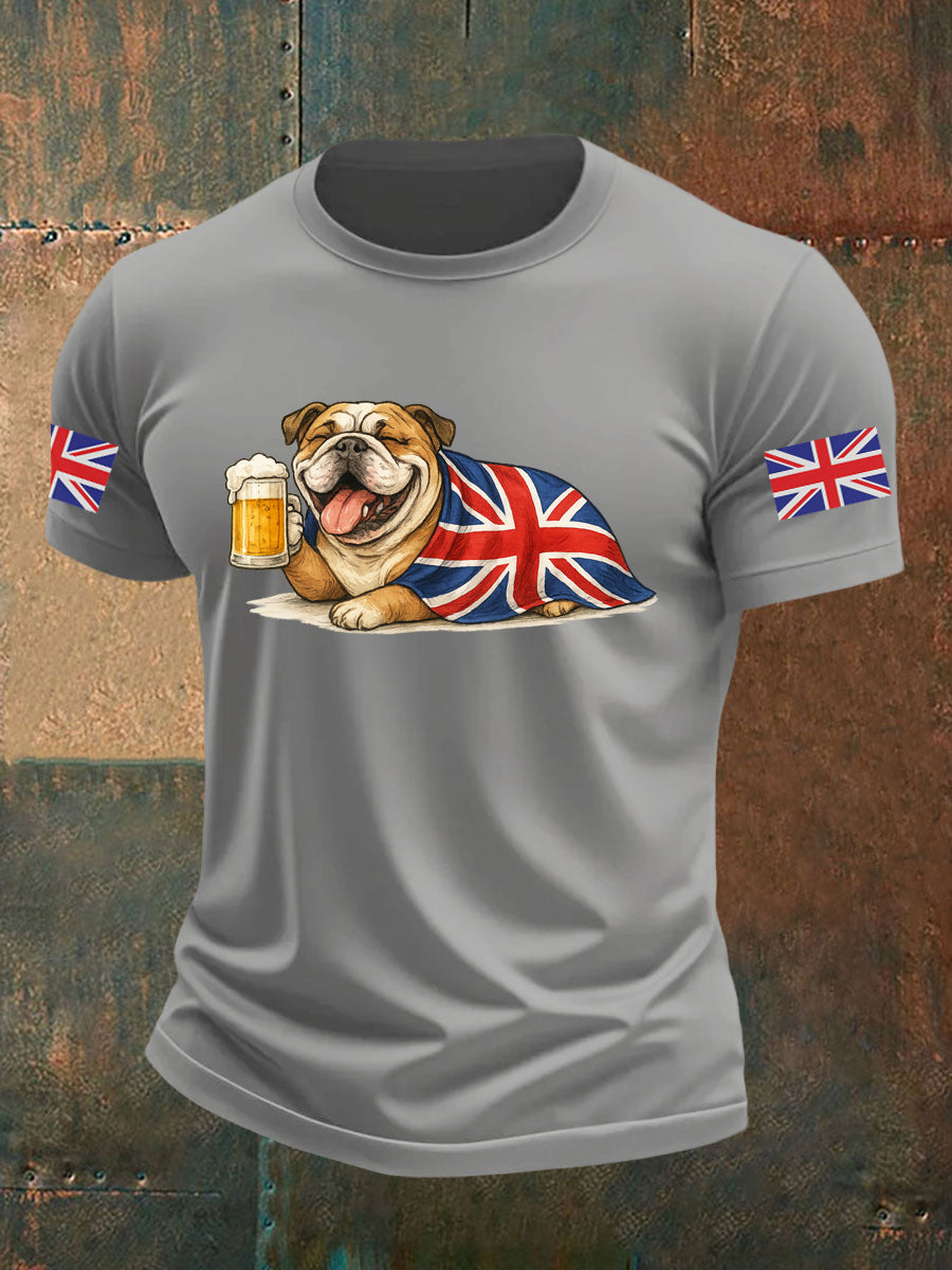 Men's Vintage England Flag Casual Printed T-shirt