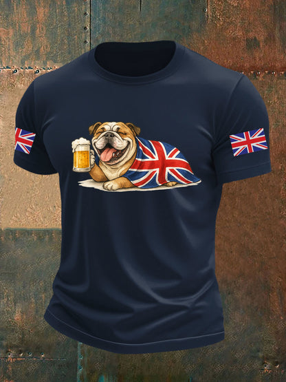 Men's Vintage England Flag Casual Printed T-shirt