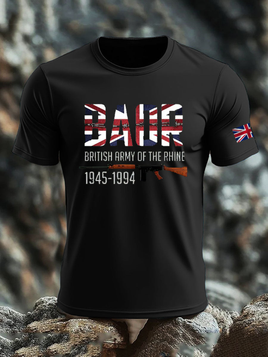 Men's British Veteran print imitation cotton short-sleeved T-shirt