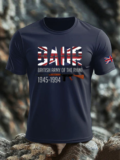 Men's British Veteran print imitation cotton short-sleeved T-shirt