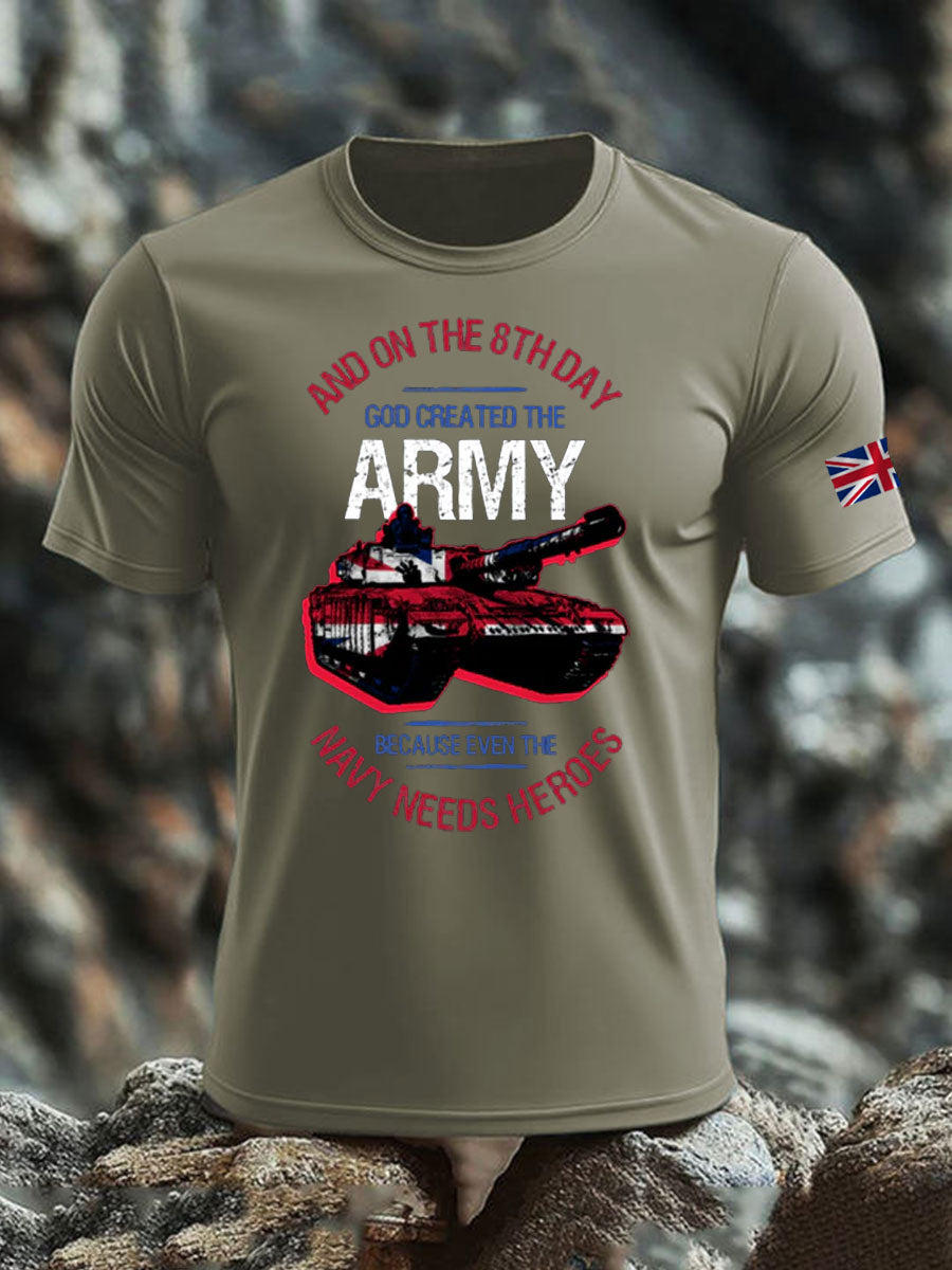 Men's British Veteran print imitation cotton short-sleeved T-shirt