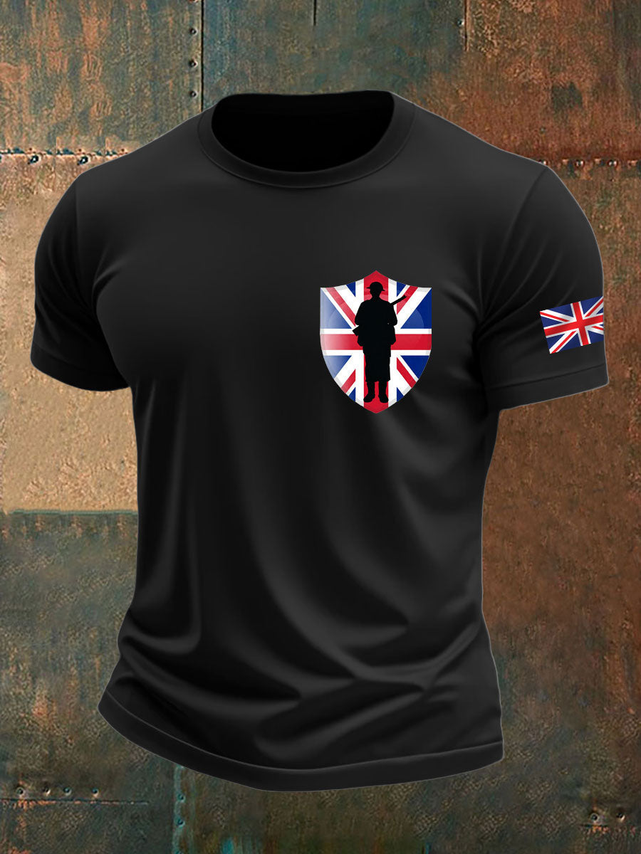 Men's british veteran imitation cotton short-sleeved T-shirt