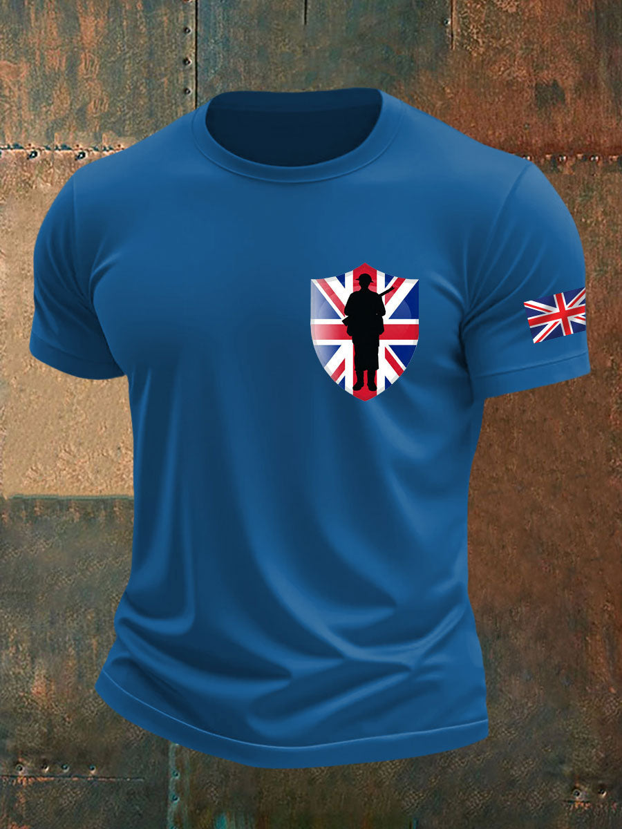 Men's british veteran imitation cotton short-sleeved T-shirt