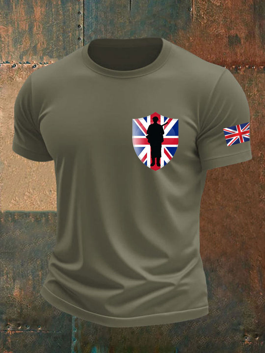 Men's british veteran imitation cotton short-sleeved T-shirt