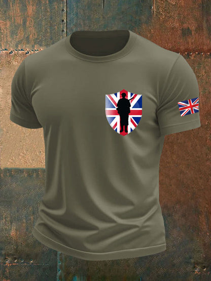Men's british veteran imitation cotton short-sleeved T-shirt