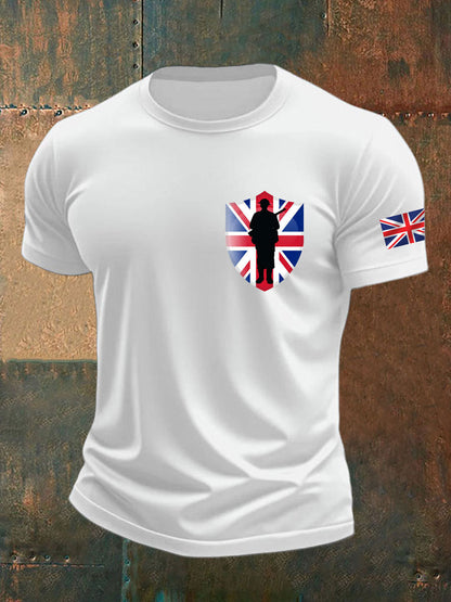 Men's british veteran imitation cotton short-sleeved T-shirt