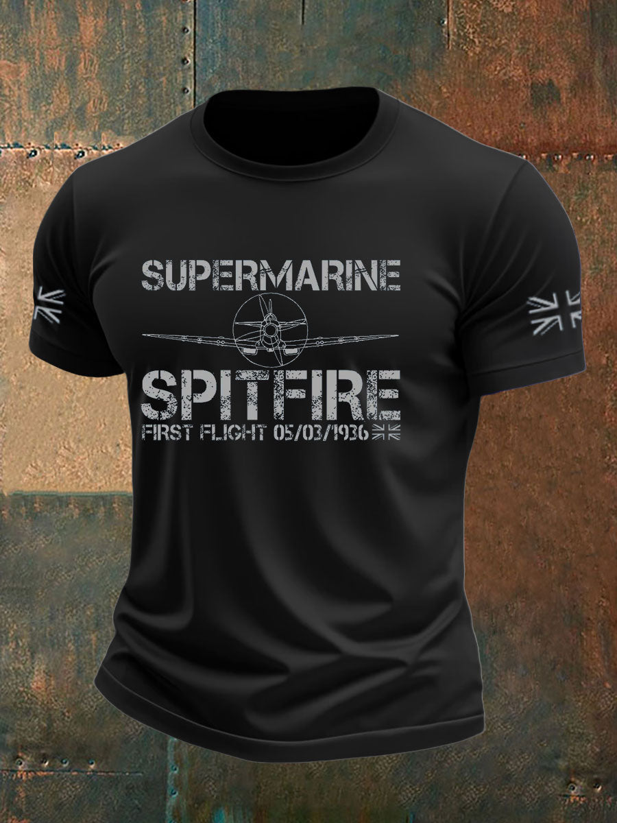Men's Supermarine  Spitfire Veteran RAF imitation cotton short-sleeved T-shirt
