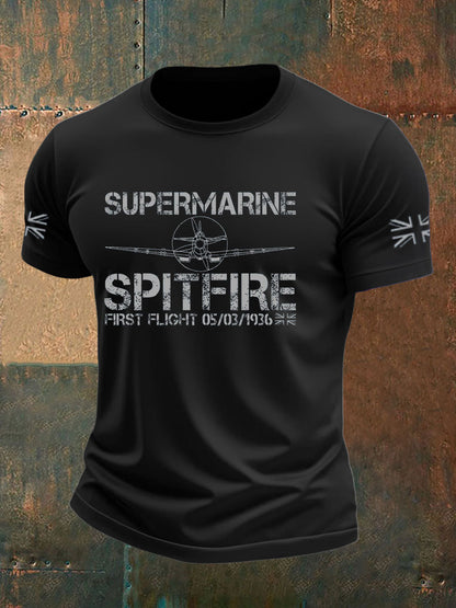 Men's Supermarine  Spitfire Veteran RAF imitation cotton short-sleeved T-shirt