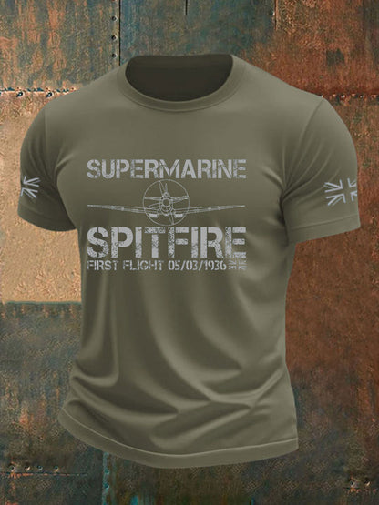 Men's Supermarine  Spitfire Veteran RAF imitation cotton short-sleeved T-shirt