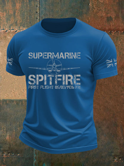 Men's Supermarine  Spitfire Veteran RAF imitation cotton short-sleeved T-shirt