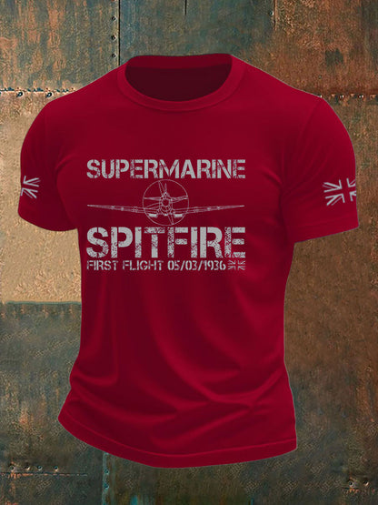 Men's Supermarine  Spitfire Veteran RAF imitation cotton short-sleeved T-shirt