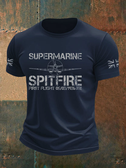 Men's Supermarine  Spitfire Veteran RAF imitation cotton short-sleeved T-shirt